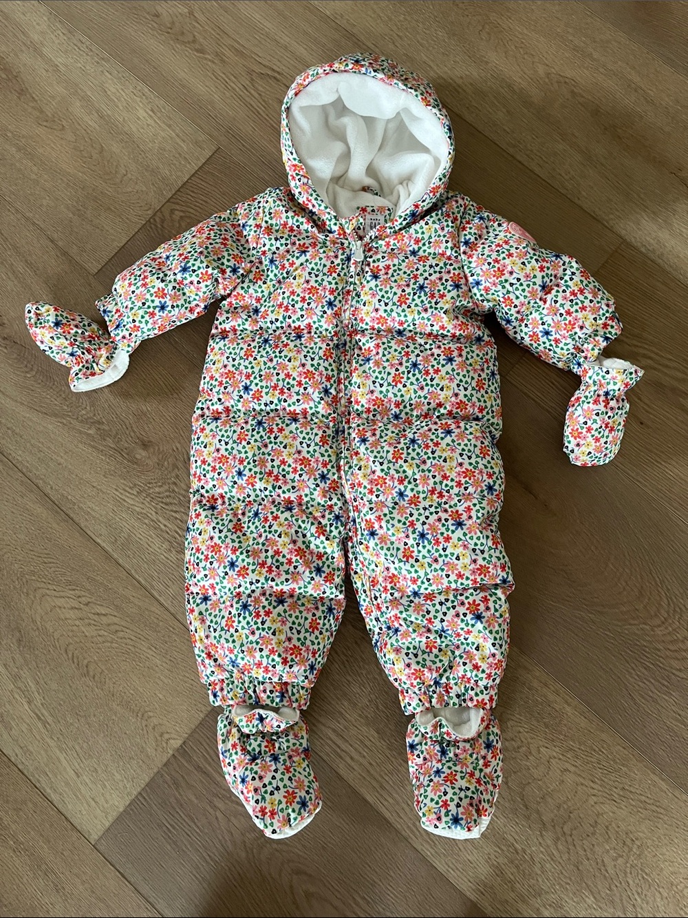 Baby GAP Multicolor Floral Hooded Baby One-Piece snow suit